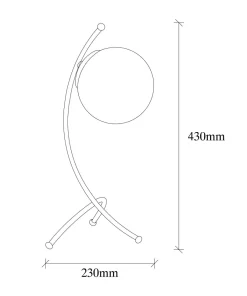 Lampe de table trépied arcs Bulla 43cm Verre Blanc et Métal Or rose