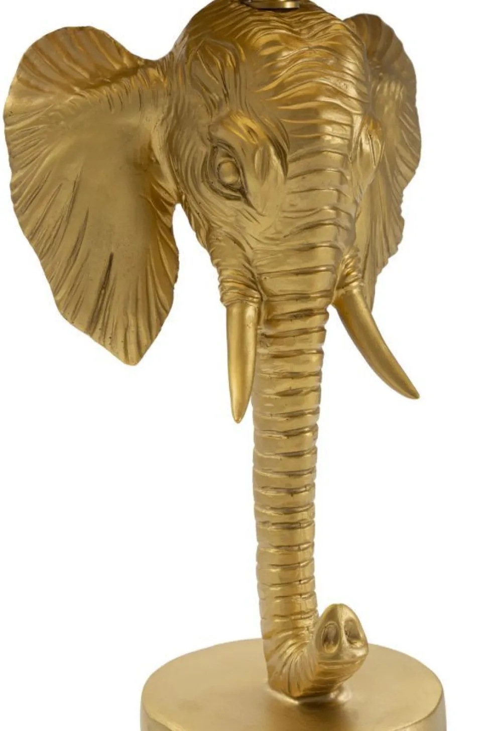 Lampe de table tête d'éléphant en métal noir abat-jour tissu noir