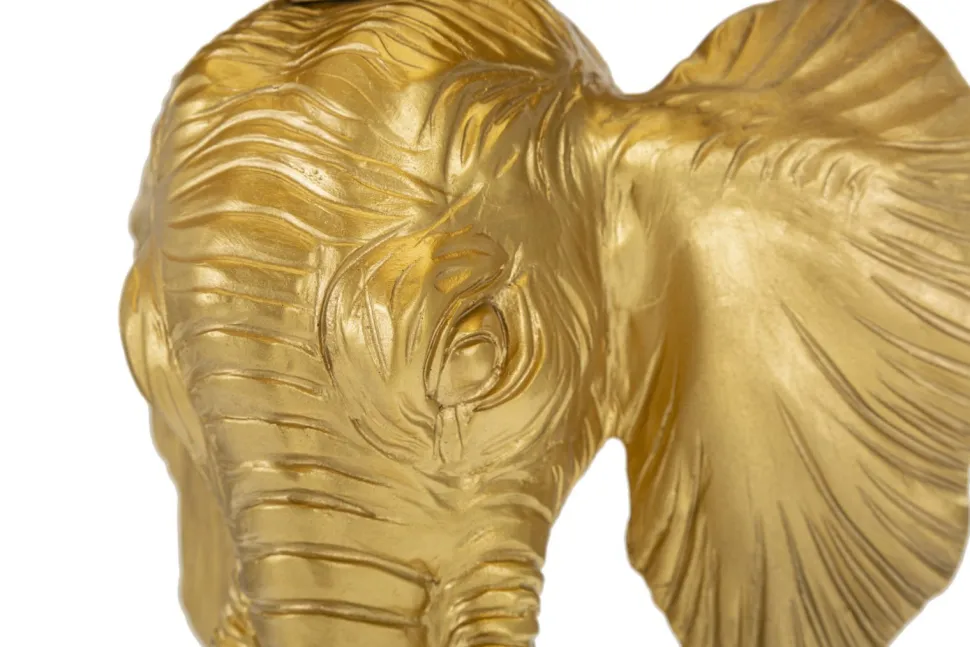 Lampe de table tête d'éléphant en métal noir abat-jour tissu noir