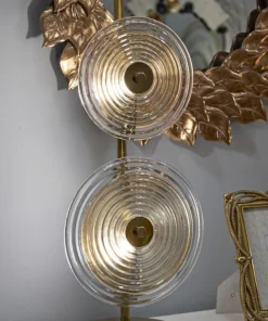 Lampe de table Venice métal doré abat-jour en verre décorations en relief