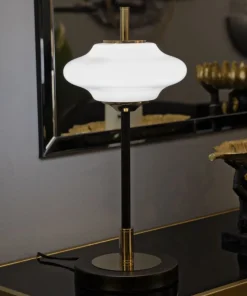 Lampe de table Vintage verre et métal Noir doré