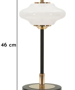 Lampe de table Vintage verre et métal Noir doré