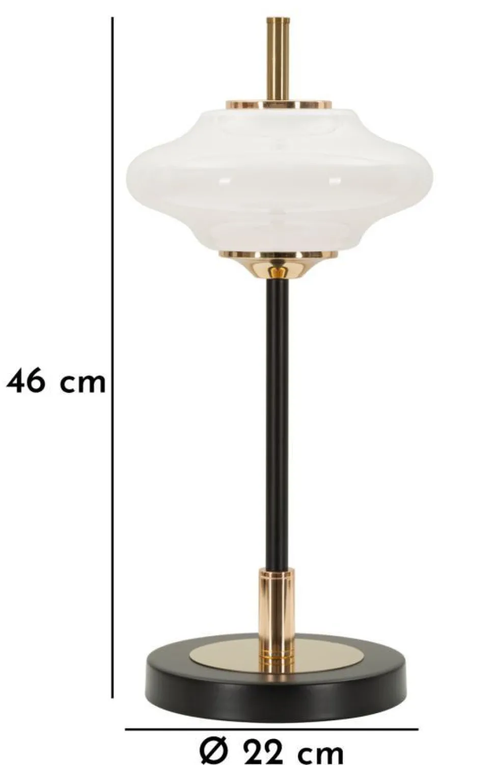 Lampe de table Vintage verre et métal Noir doré