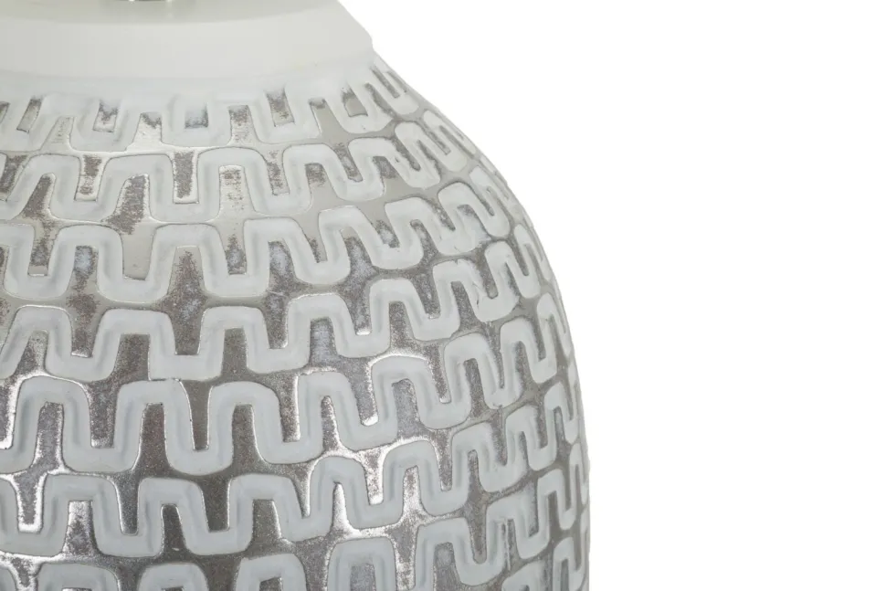Lampe de table Wave Résine et Abat-jour tissu Blanc