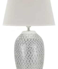 Lampe de table Wave Résine et Abat-jour tissu Blanc