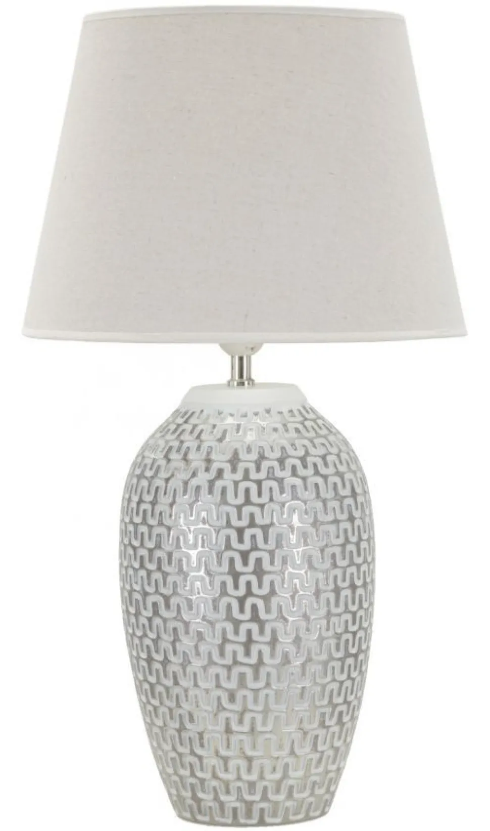 Lampe de table Wave Résine et Abat-jour tissu Blanc