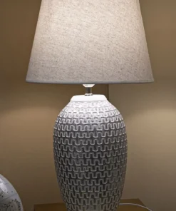 Lampe de table Wave Résine et Abat-jour tissu Blanc