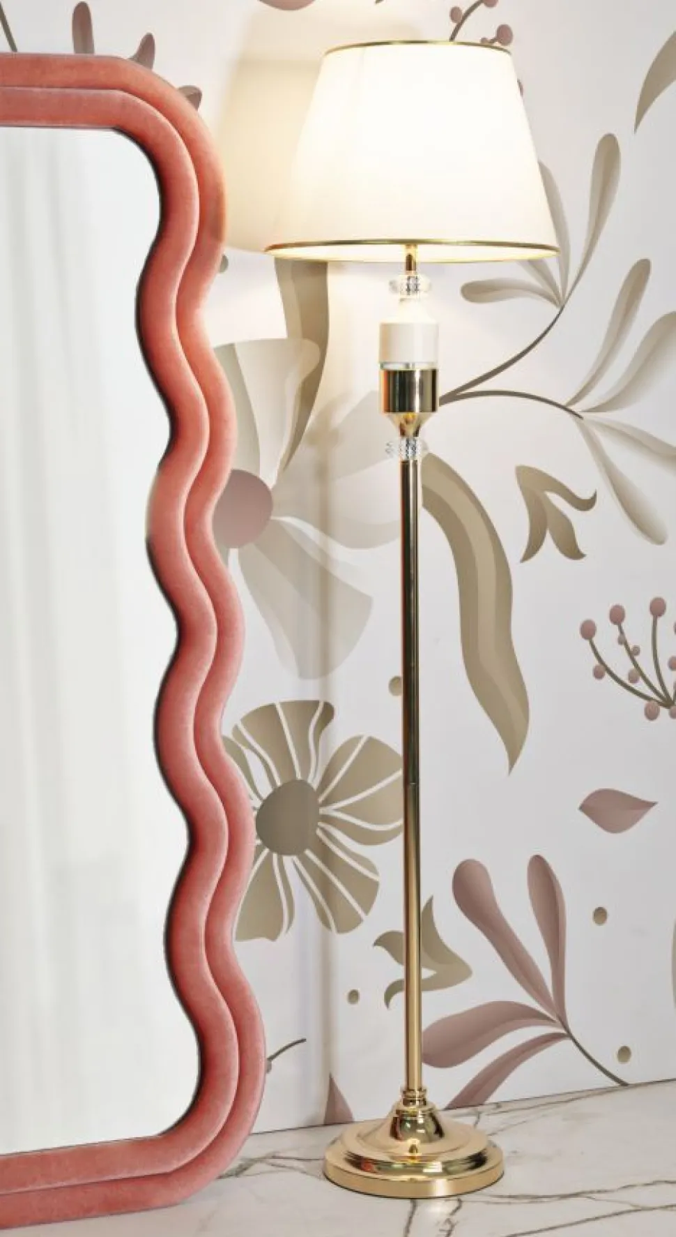 Lampe debout Gipsy Métal Doré abat-jour Blanc