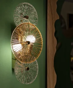 Lampe murale Osaka en verre transparent et verre doré