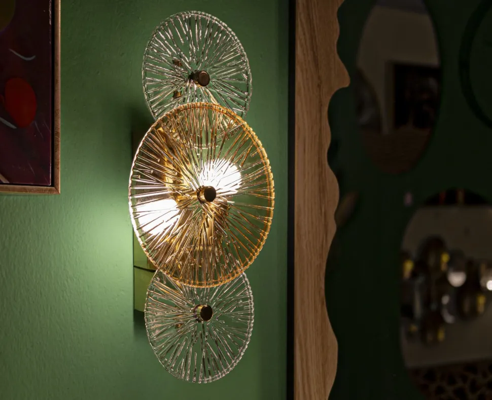 Lampe murale Osaka en verre transparent et verre doré