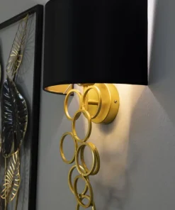 Lampe murale Rich structure dorée abat-jour noir