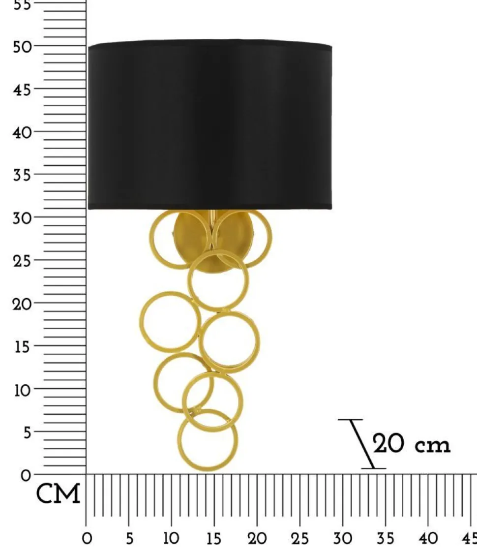 Lampe murale Rich structure dorée abat-jour noir