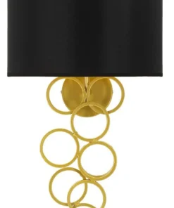 Lampe murale Rich structure dorée abat-jour noir