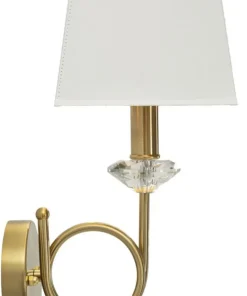 Lampe murale Salzburg dorée avec abat-jour blanc
