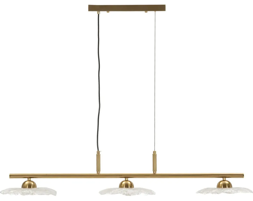 Lampe plafond 3 lumières Emily Verre Transparent structure dorée