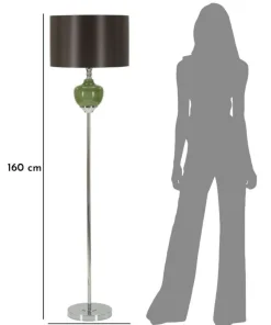 Lampe sur pied Eva Velours Noir et verre Vert