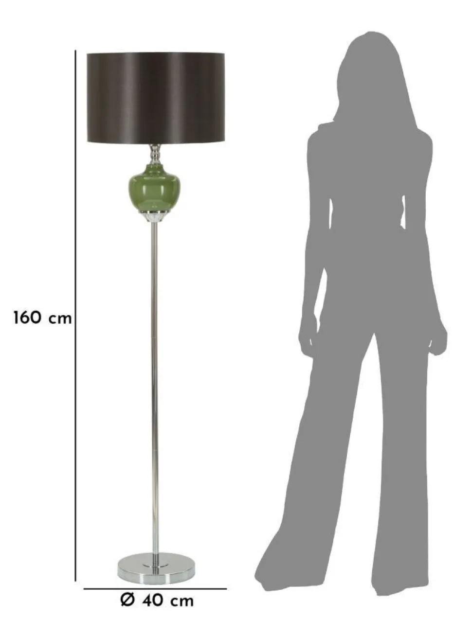Lampe sur pied Eva Velours Noir et verre Vert