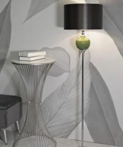 Lampe sur pied Eva Velours Noir et verre Vert
