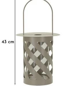 Lanterne en métal taupe motif hélicoïdal