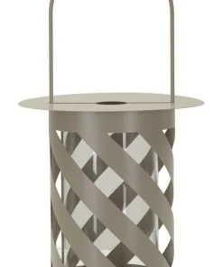 Lanterne en métal taupe motif hélicoïdal