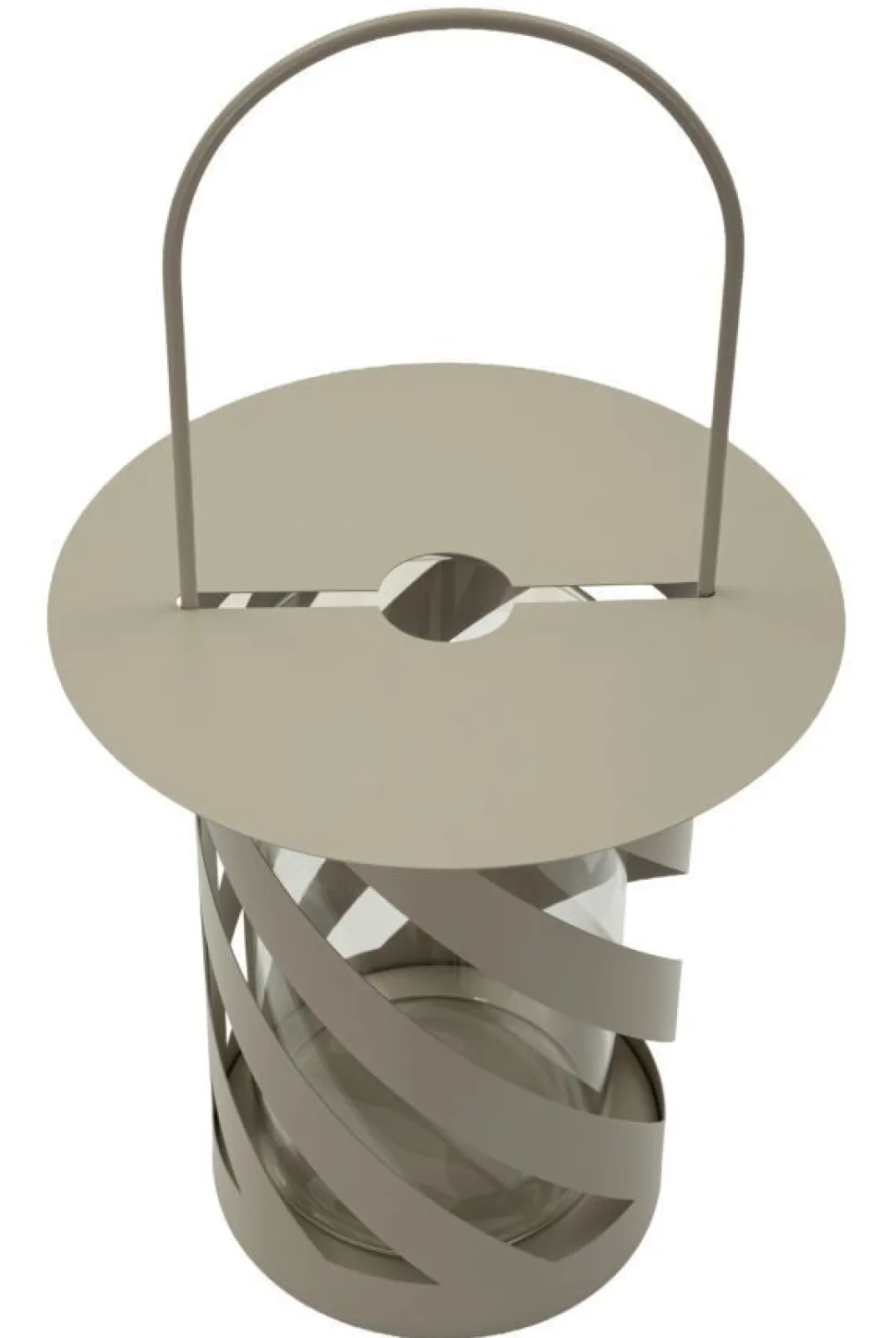 Lanterne en métal taupe motif hélicoïdal