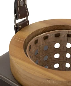 Lanterne métal et bois design 19ème siècle finition multicolore