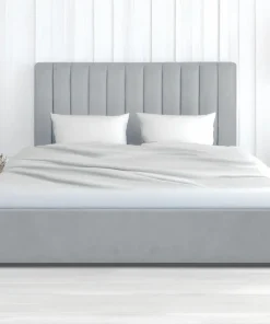 Lit Coffre Songe + Sommier Velours Argent 180cm