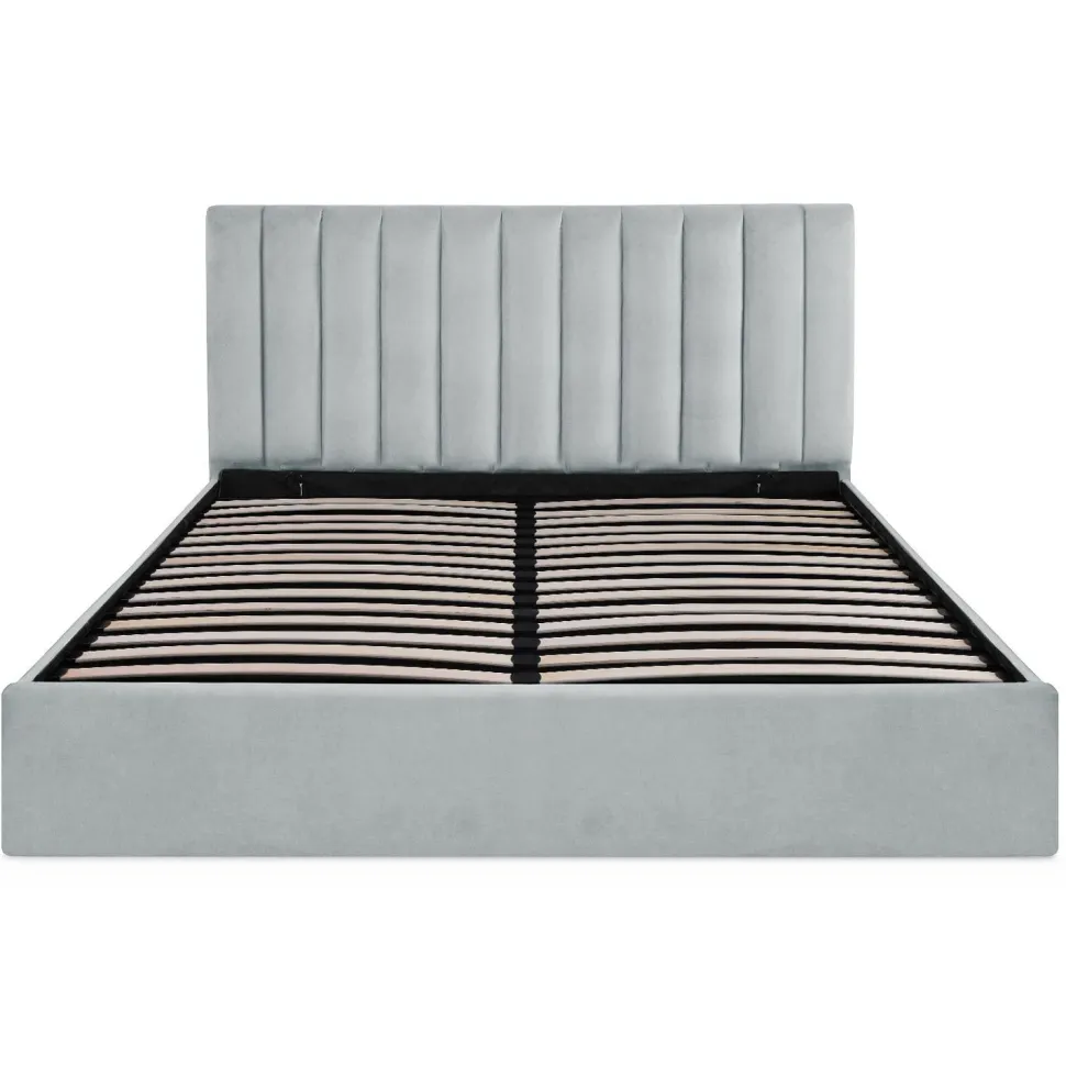 Lit Coffre Songe + Sommier Velours Argent 180cm