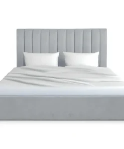 Lit Coffre Songe + Sommier Velours Argent 180cm