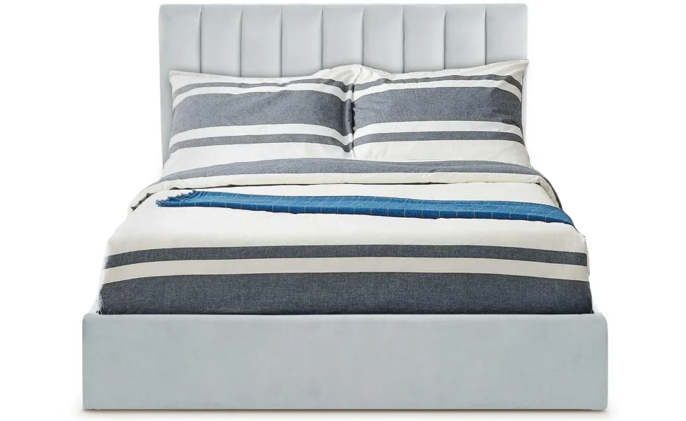 Lit Coffre Songe + Sommier Velours Argent 160cm