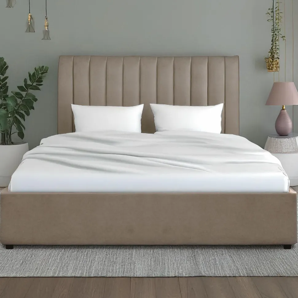 Lit Coffre Songe + Sommier Velours Taupe 180cm