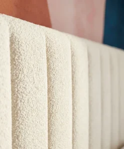 Lit Coffre Songe + Sommier Tissu bouclette Beige 140cm