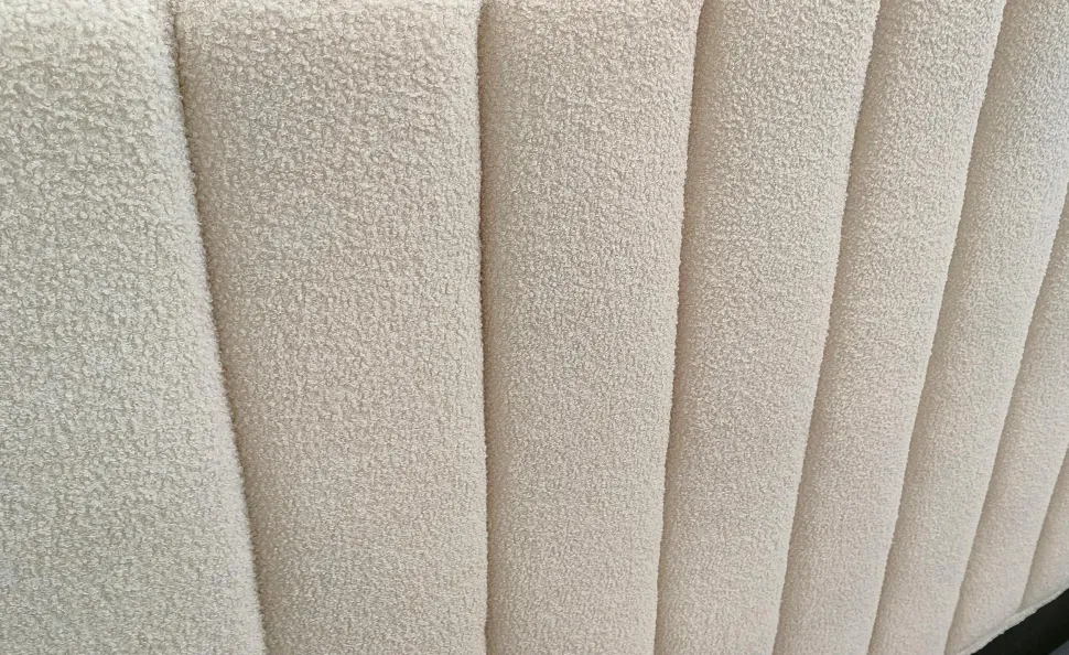 Lit Coffre Songe + Sommier Tissu bouclette Beige 140cm