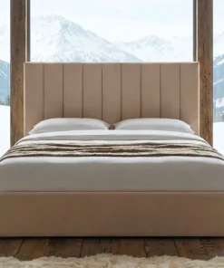 Lit Coffre Songe + Sommier Tissu Beige 180cm