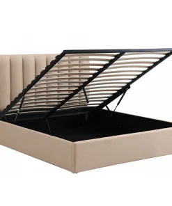 Lit Coffre Songe + Sommier Tissu Beige 180cm