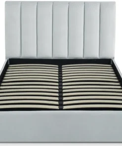 Lit Coffre Songe + Sommier Velours Argent 140cm