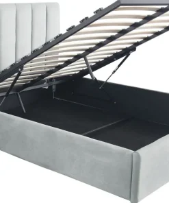 Lit Coffre Songe + Sommier Velours Argent 140cm