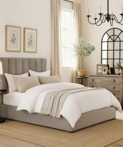 Lit Coffre Songe + Sommier Velours Taupe 160cm