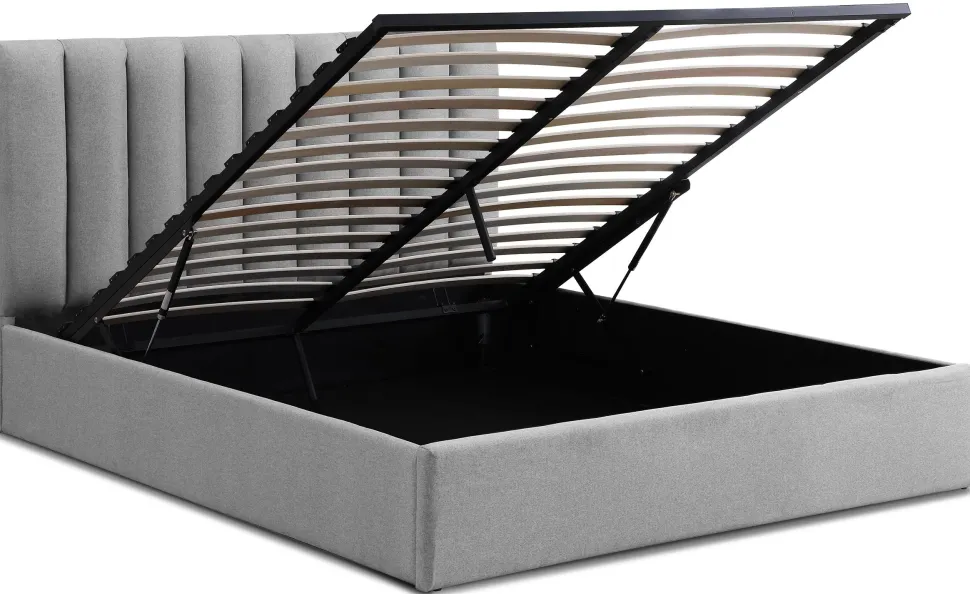 Lit Coffre Songe + Sommier Tissu Gris 160cm