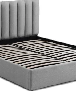 Lit Coffre Songe + Sommier Tissu Gris 160cm