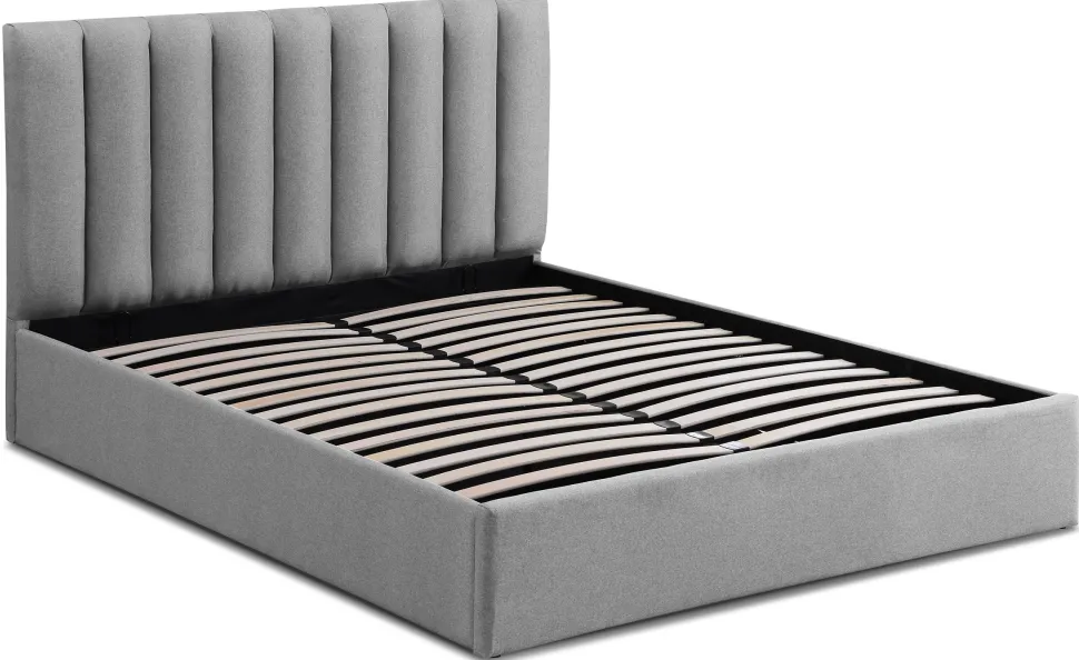Lit Coffre Songe + Sommier Tissu Gris 160cm