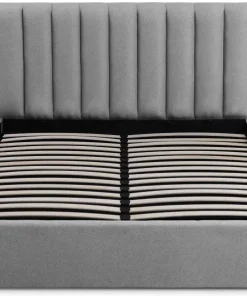 Lit Coffre Songe + Sommier Tissu Gris 160cm