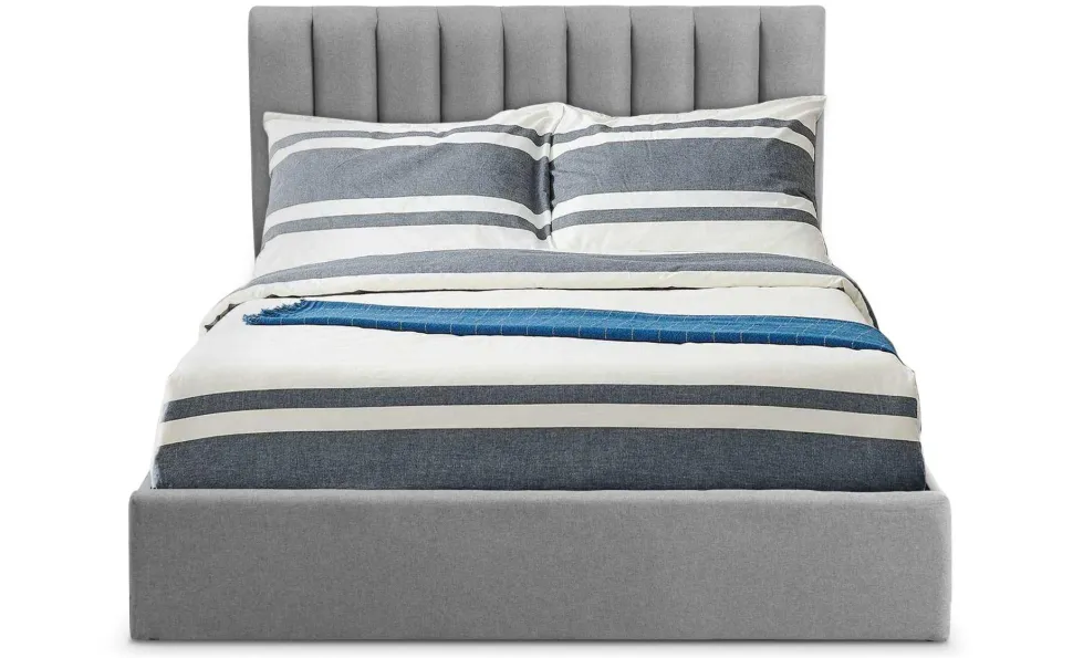 Lit Coffre Songe + Sommier Tissu Gris 160cm