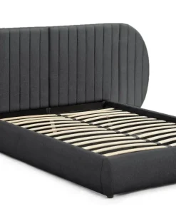 Lit coffre-complet avec tête de lit modulable Cocon 140x200cm Tissu Gris foncé