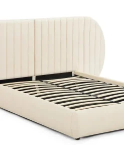 Lit coffre-complet avec tête de lit modulable Cocon 140x200cm Tissu Beige