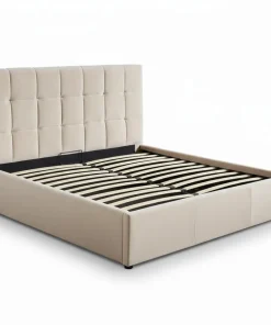 Lit double Luftani avec sommier relevable 160x200cm Velours Beige