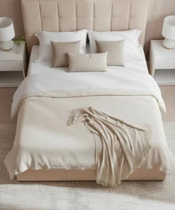 Lit double Luftani avec sommier relevable 160x200cm Velours Beige