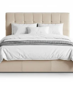 Lit double Luftani avec sommier relevable 160x200cm Velours Beige