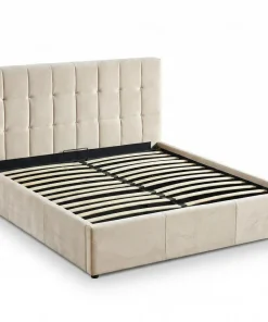Lit double Luftani avec sommier relevable 180x200cm Velours Beige