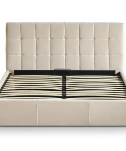 Lit double Luftani avec sommier relevable 180x200cm Velours Beige